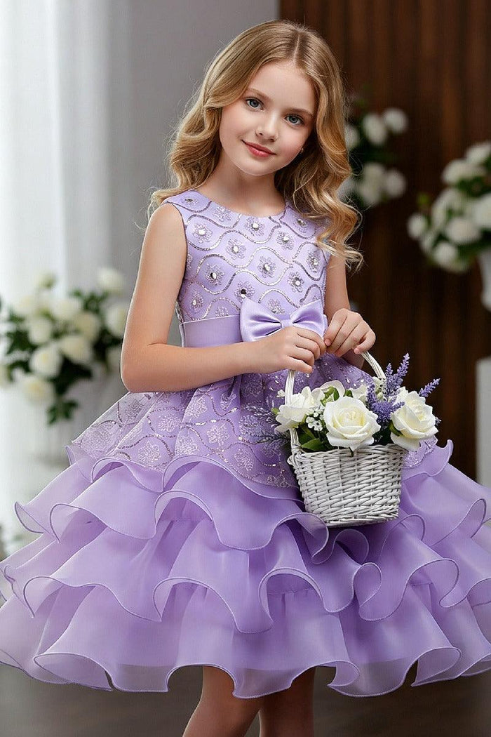 Ball Gown Round Neck Sleeveless Ruffled Organza Knee Length Flower Girl Dresses 1029768586286