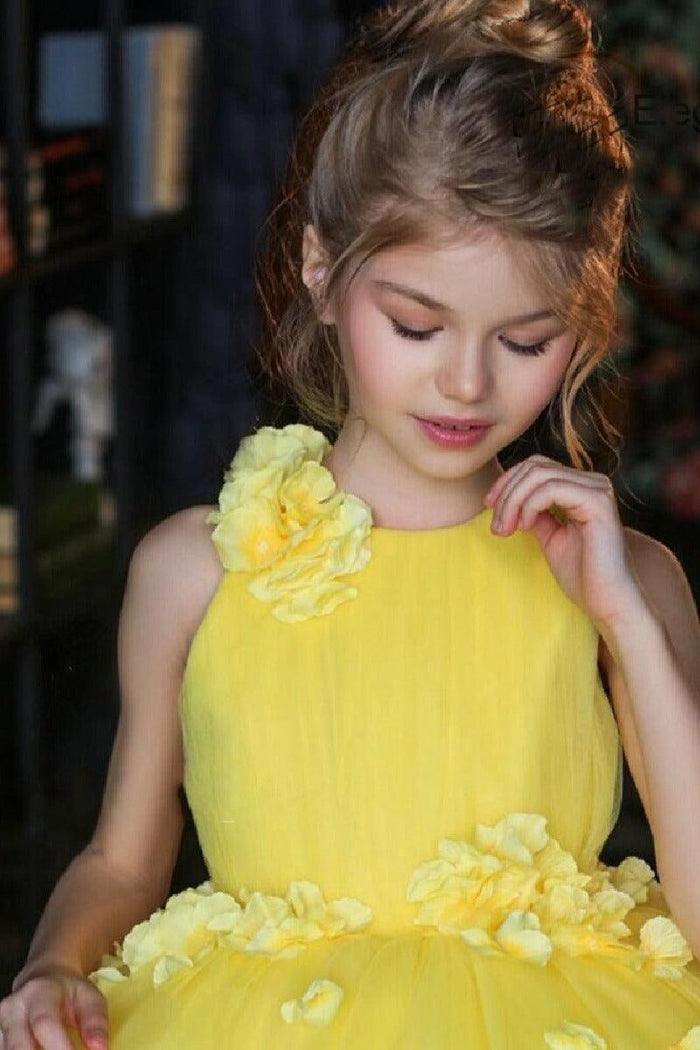 Ball Gown Sleeveless Knee Length Tulle Flower Girl Dresses 672958649240