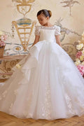 Ball Gown Sweep-Brush Train Ruffle Tulle Flower Girl Dresses 1030415759128