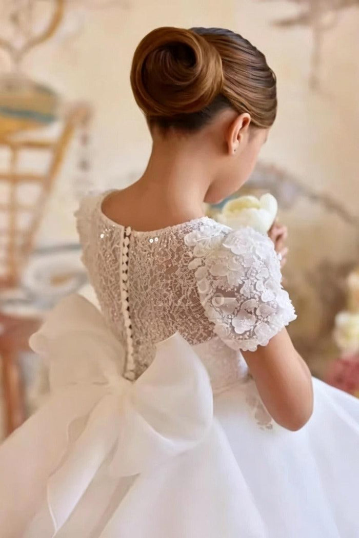 Ball Gown Sweep-Brush Train Ruffle Tulle Flower Girl Dresses 1030415759128