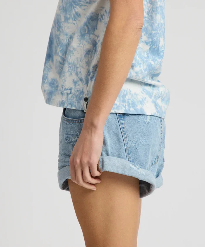 Shorts One Teaspoon Bandits Low Waist Mid Length Denim Shorts Riviera Blue Apoella