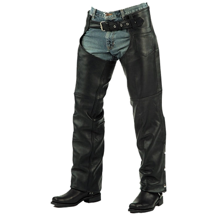 Basic Cowhide Leather Chaps: Features:

Unisex ULTRA deep pocket chap in Drum Dyed Cowhide 1
