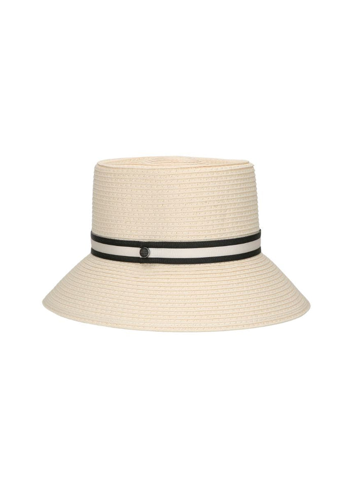 Hats Borsalino Beatrice Bucket Natural Ribon Striped Black ONE SIZE / White Apoella