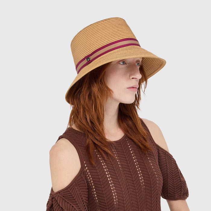 Hats Borsalino Beatrice Bucket Natural Ribon Striped Black ONE SIZE / White Apoella
