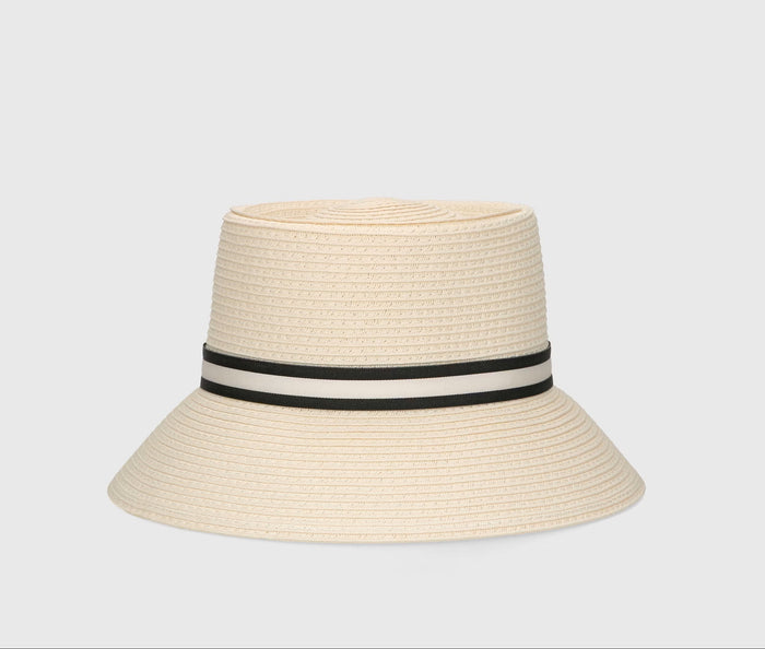Hats Borsalino Beatrice Bucket Natural Ribon Striped Black ONE SIZE / White Apoella