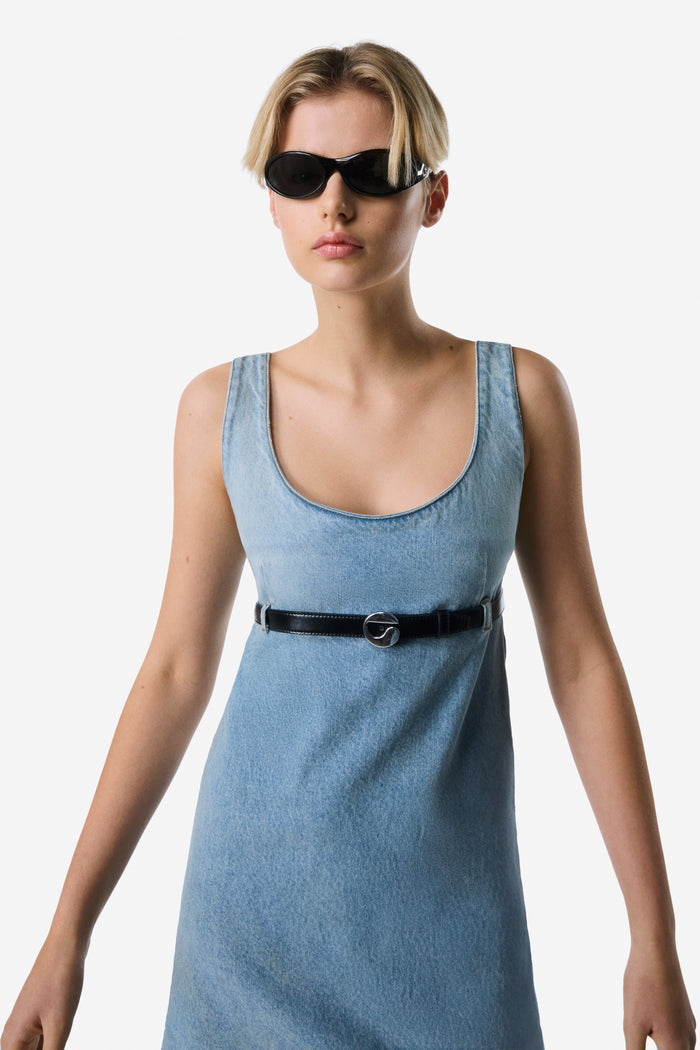 Belted Denim Mini Dress
