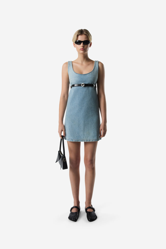 Belted Denim Mini Dress