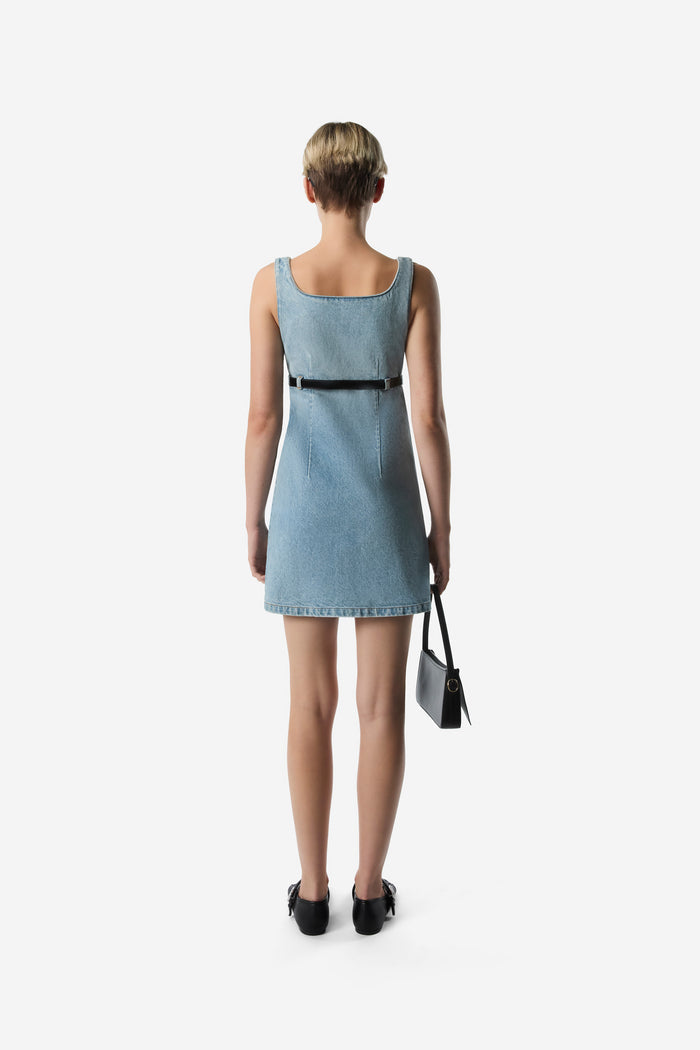 Belted Denim Mini Dress