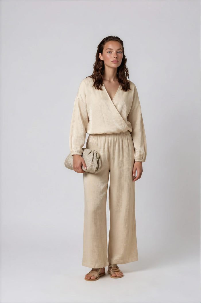 Pants APLA Beta Shiny Pants Ecru Apoella