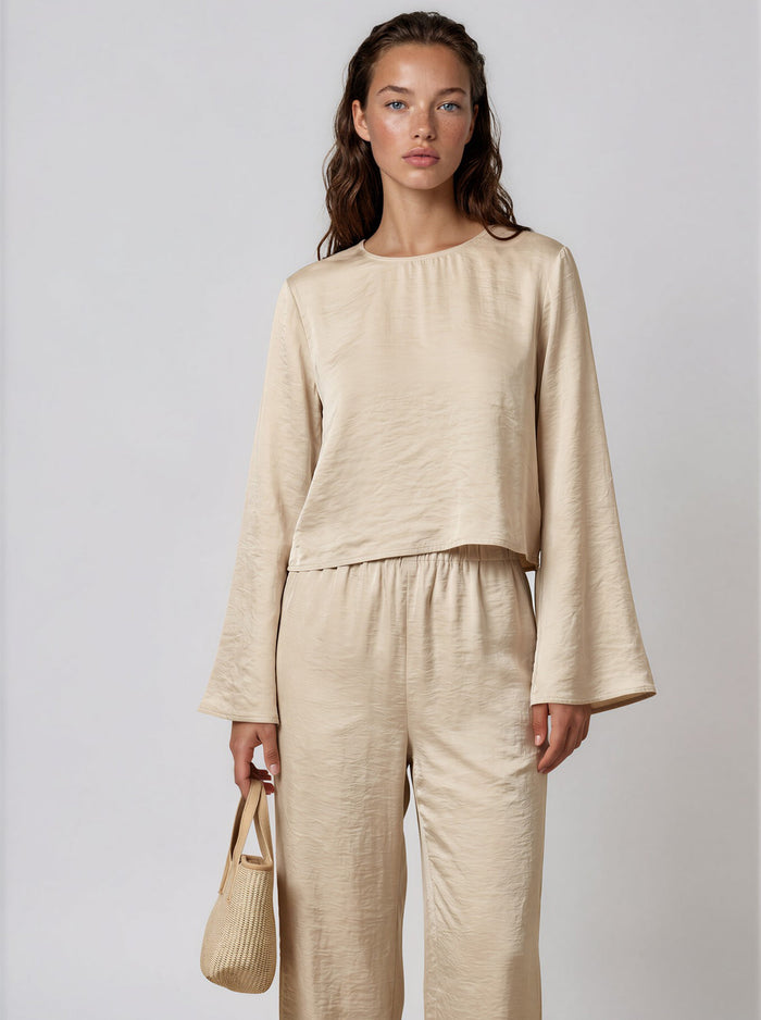 Tops APLA Beta Wrinkle Pants Beige Apoella