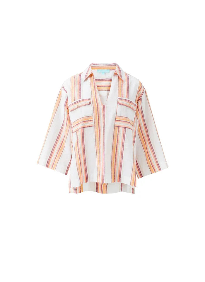 Shirts Melissa Odabash Billi Crop Shirt Sunset Stripe Apoella