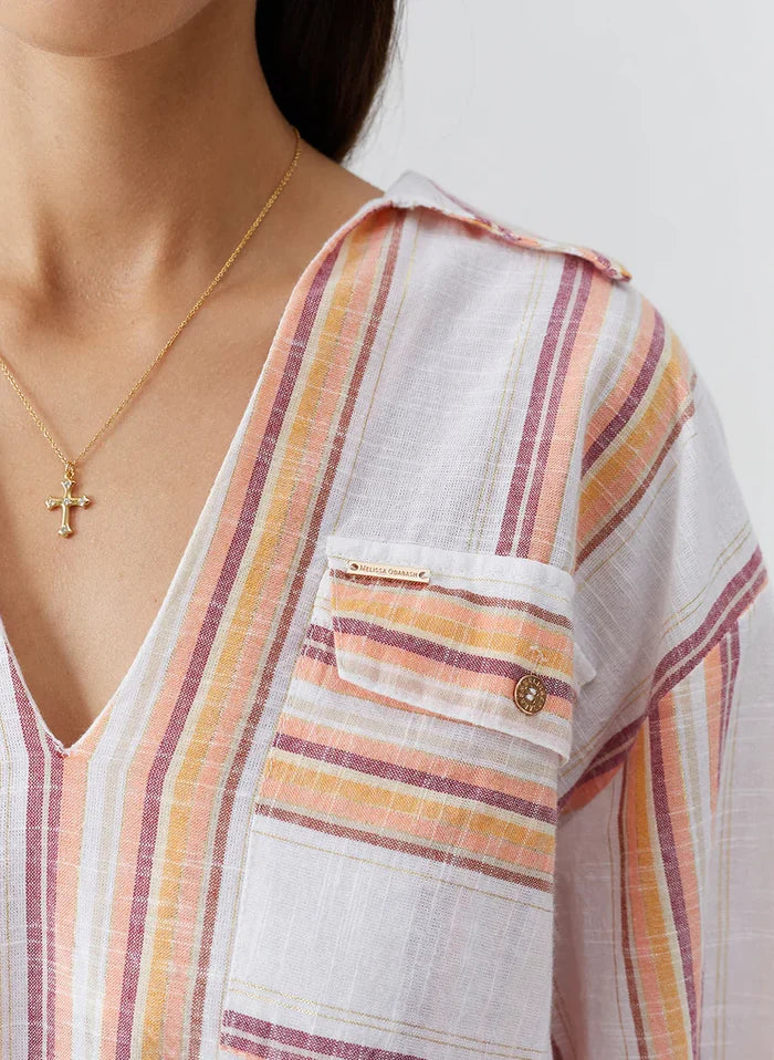 Shirts Melissa Odabash Billi Crop Shirt Sunset Stripe Apoella