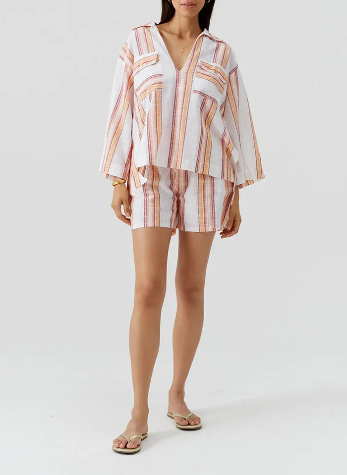 Shirts Melissa Odabash Billi Crop Shirt Sunset Stripe Apoella
