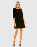 Black Embellished Crepe Cocktail Dress - Mac Duggal
