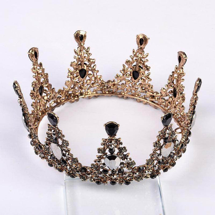 Black Headwear Crown Baroque Crown Rhinestone Headwear 620401524708 - COCOMELODY