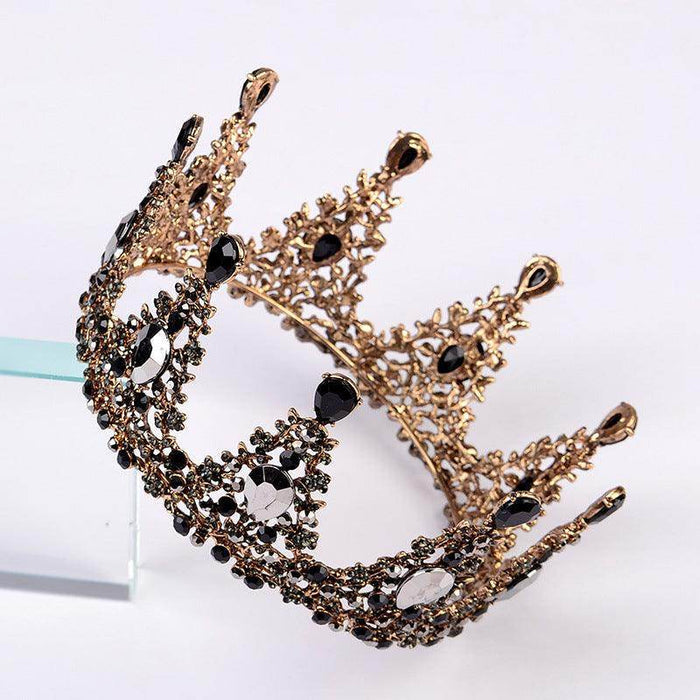 Black Headwear Crown Baroque Crown Rhinestone Headwear 620401524708 - COCOMELODY