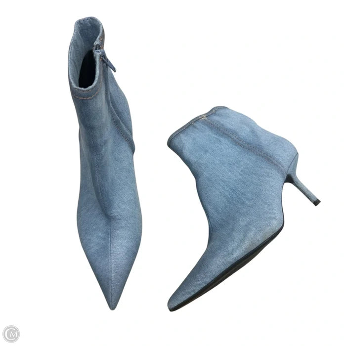 Boots Ankle Heels By Zara In Blue Denim, Size: 7.5