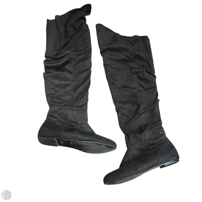 Boots Mid-calf Flats In Black, Size: 9