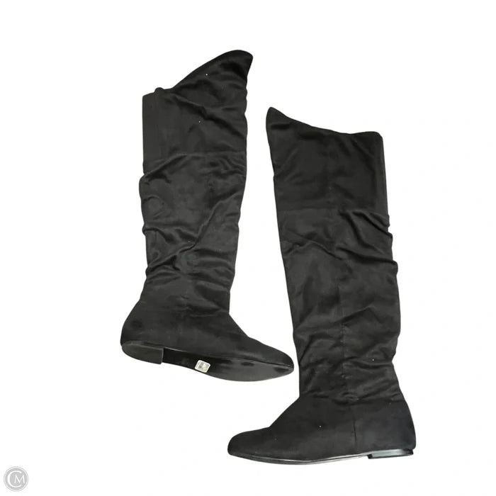 Boots Mid-calf Flats In Black, Size: 9