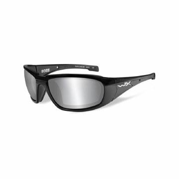 Boss Silver Lens Black Frame: Includes the Following:    Gloss Black Frame    Silver Flash (Smoke Grey) Lens    Removeable Fa