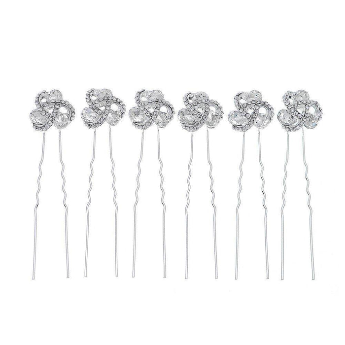 Bridal accessories Alloy flower rhinestone hairpin tray hair pin 641312692617 - COCOMELODY
