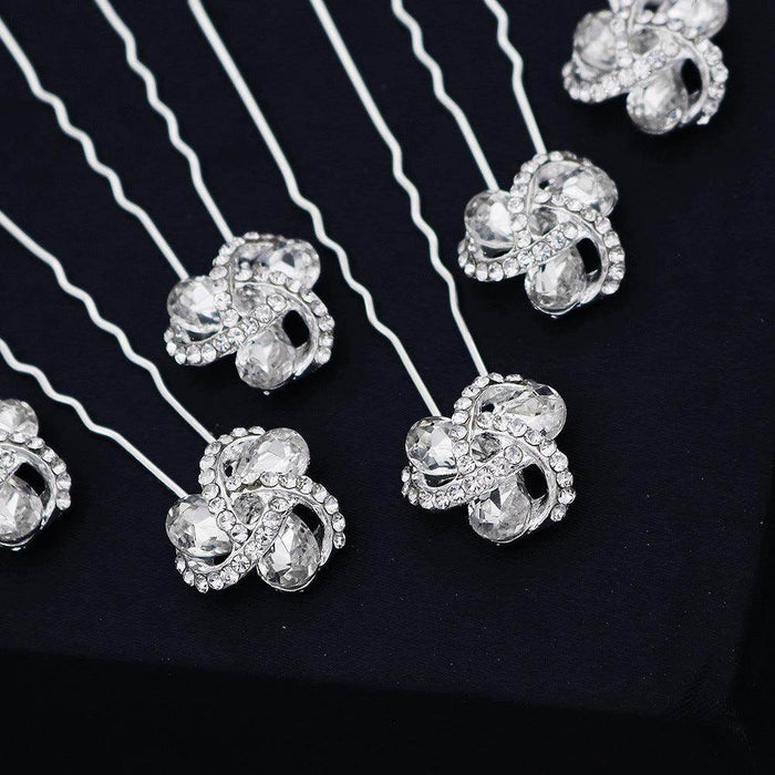 Bridal accessories Alloy flower rhinestone hairpin tray hair pin 641312692617 - COCOMELODY