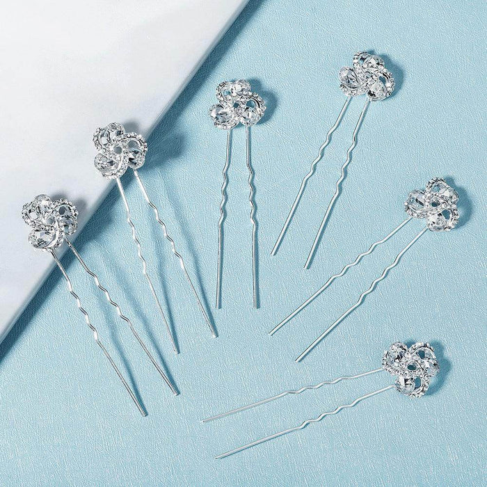 Bridal accessories Alloy flower rhinestone hairpin tray hair pin 641312692617 - COCOMELODY