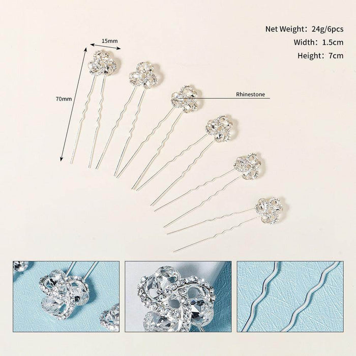Bridal accessories Alloy flower rhinestone hairpin tray hair pin 641312692617 - COCOMELODY