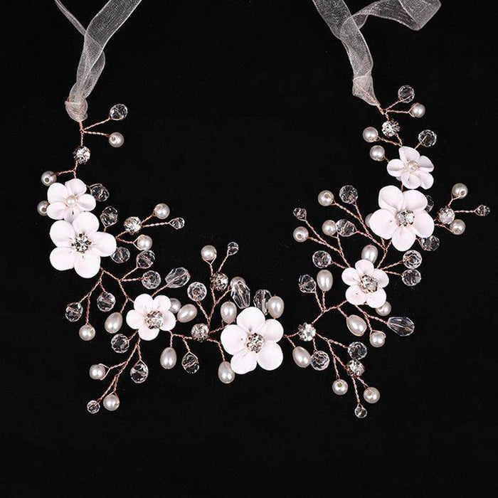 Bridal headwear European and American polymer clay flower crystal hair band hair accessories 685512271854 - COCOMELODY