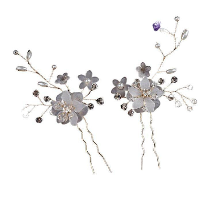 Bridal headwear Handmade flower Bridal accessories Wedding Hairpin Hair fork accessories 643526251684 - COCOMELODY