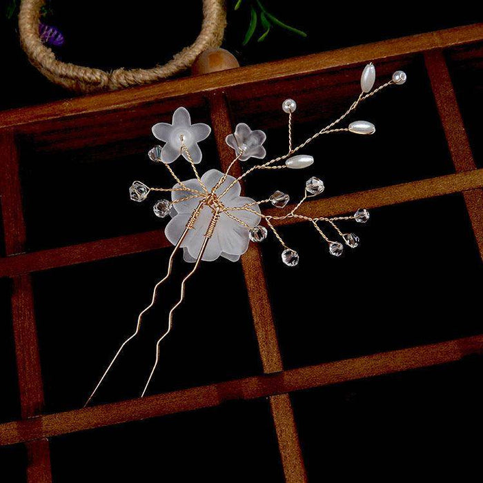 Bridal headwear Handmade flower Bridal accessories Wedding Hairpin Hair fork accessories 643526251684 - COCOMELODY