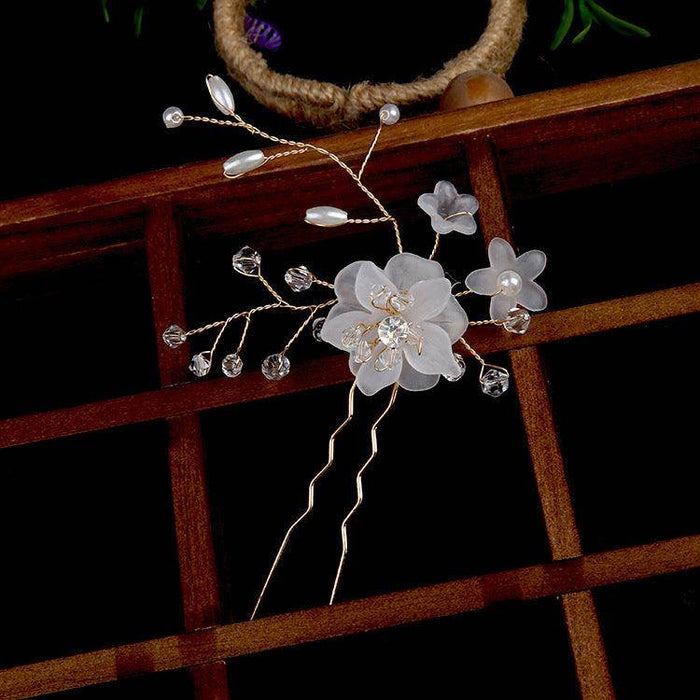 Bridal headwear Handmade flower Bridal accessories Wedding Hairpin Hair fork accessories 643526251684 - COCOMELODY