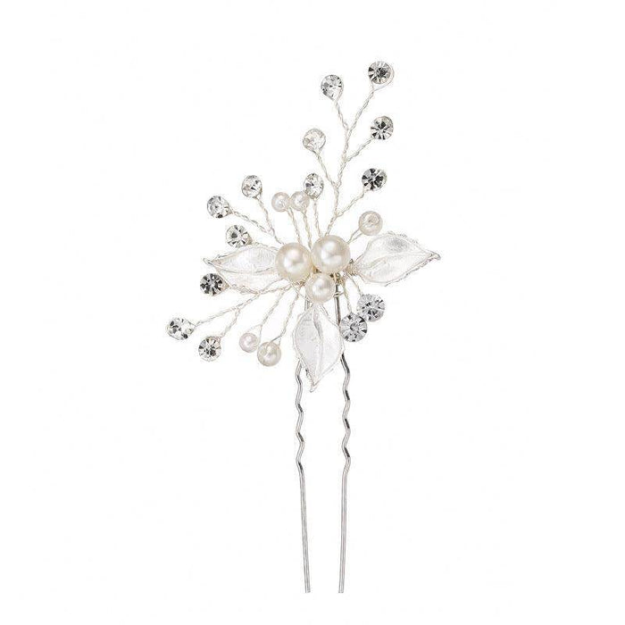Bridal headwear Leaf hair pin Fashion wedding accessories Handmade pearl U-shaped hairpin set of 3 524682360029 - COCOMELODY