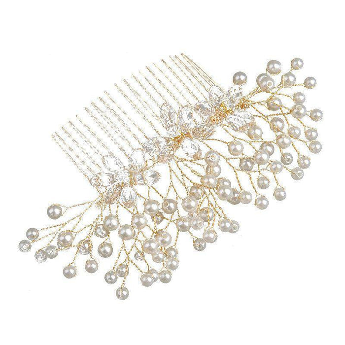 Bridal headwear Pearl flower hair comb bridal wedding accessories 07931037904 - COCOMELODY