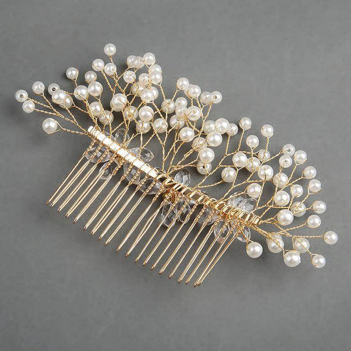 Bridal headwear Pearl flower hair comb bridal wedding accessories 07931037904 - COCOMELODY