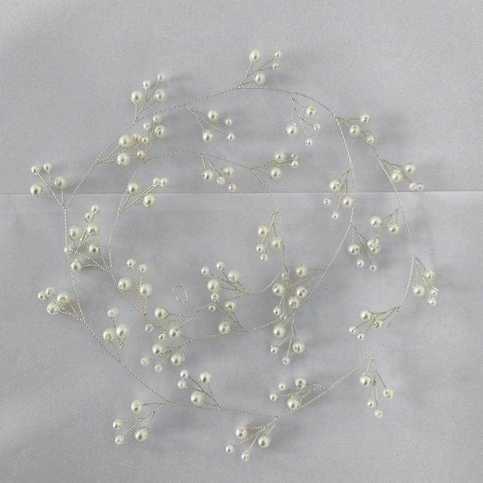 Bride wedding headwear 1 meter long pearl copper hair chain handmade hair accessories 782453848826 - COCOMELODY