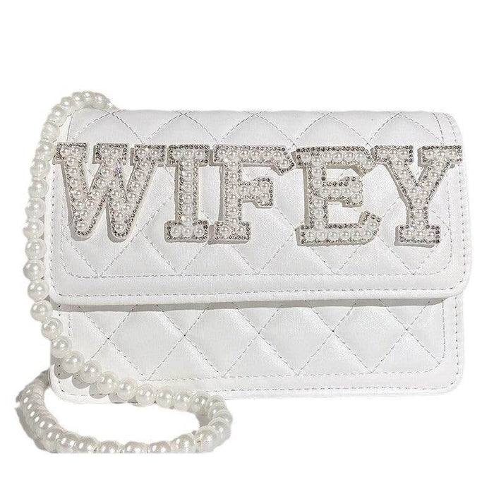Bride Wifey Mrs Bride Wifey Mrs Alphabet purse Pearl crossbody bag bridal shower 731646137930 - COCOMELODY