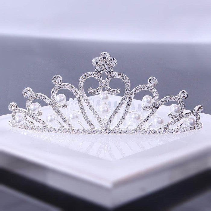 Bride's hair tiara Bride's little tiara with comb rhinestone pearl tiara 651428713487 - COCOMELODY