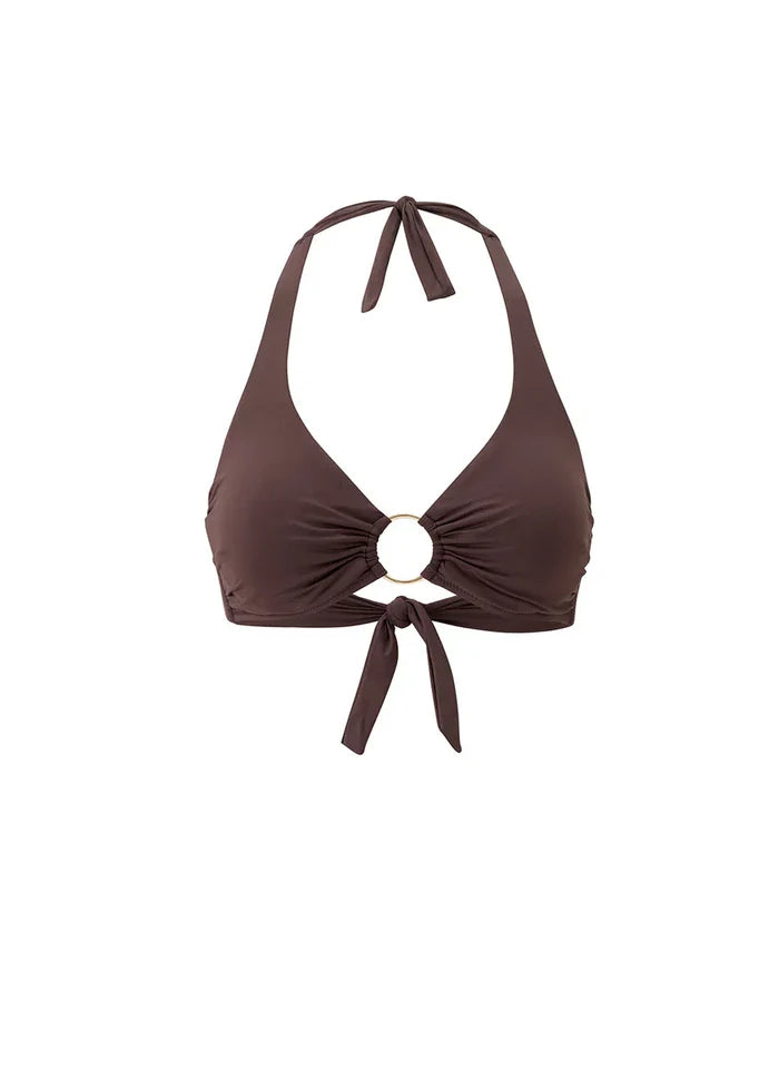 Swimwear Melissa Odabash Brussels Halter Hoop Bikini Top Brown Apoella