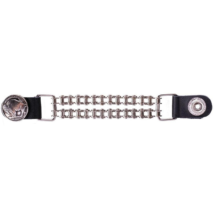 BuffaloHeadVestExt: Double Motorcycle Chain Buffalo Head Nickle Vest extender