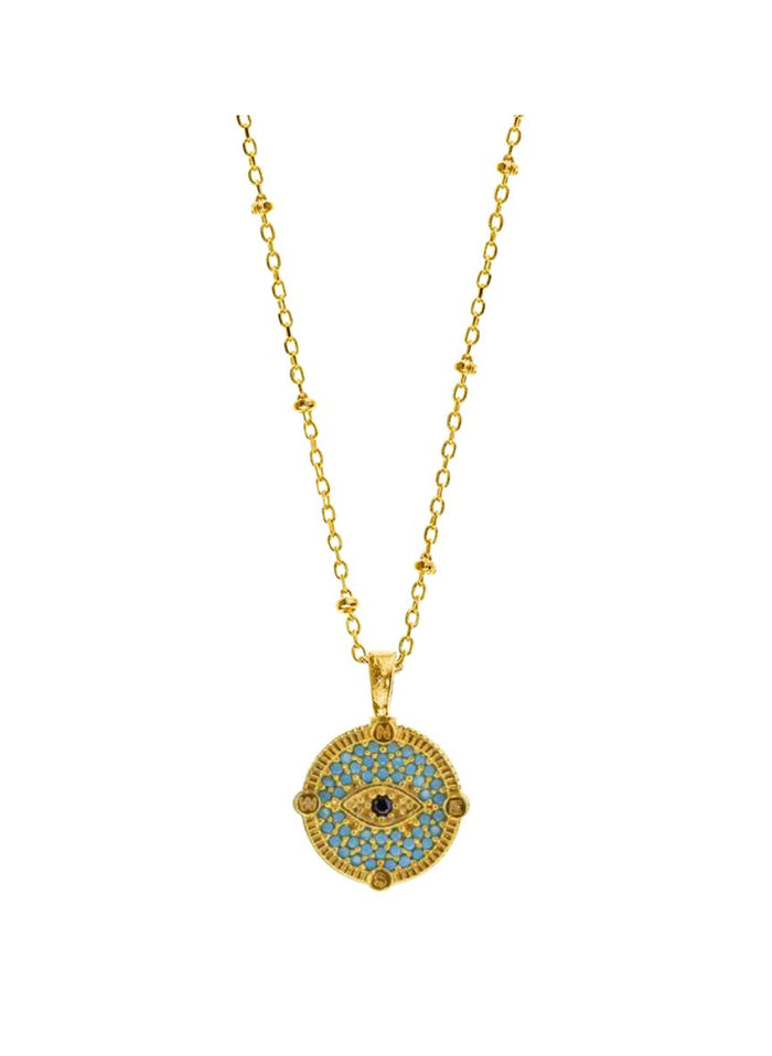 Necklaces ASTRA Byzantine Evil Eye Chain Necklace Turquoise Black O/S Apoella