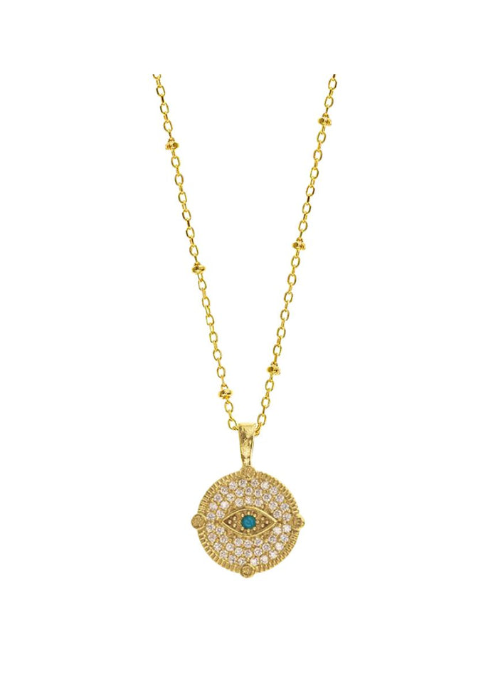 Necklaces ASTRA Byzantine Evil Eye Chain Necklace White Turquoise O/S Apoella