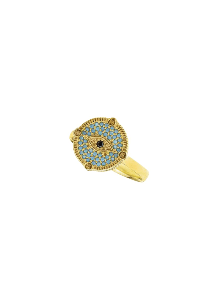 Rings ASTRA Byzantine Evil Eye Ring Turquoise Black O/S Apoella