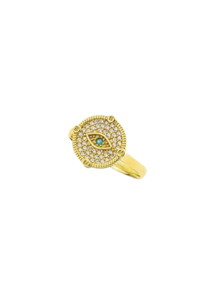 Rings ASTRA Byzantine Evil Eye Ring White Turquoise O/S Apoella