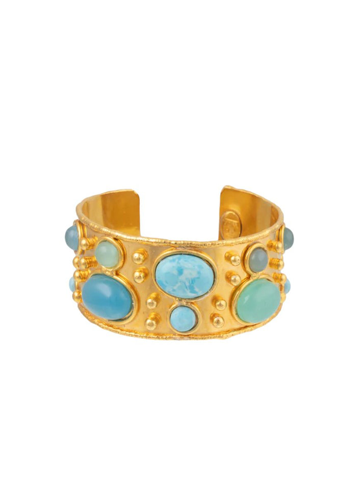 Bracelets Sylvia Toledano Byzantine Thin Cuff With Stones Bracelet Gold/Larimar O/S Apoella