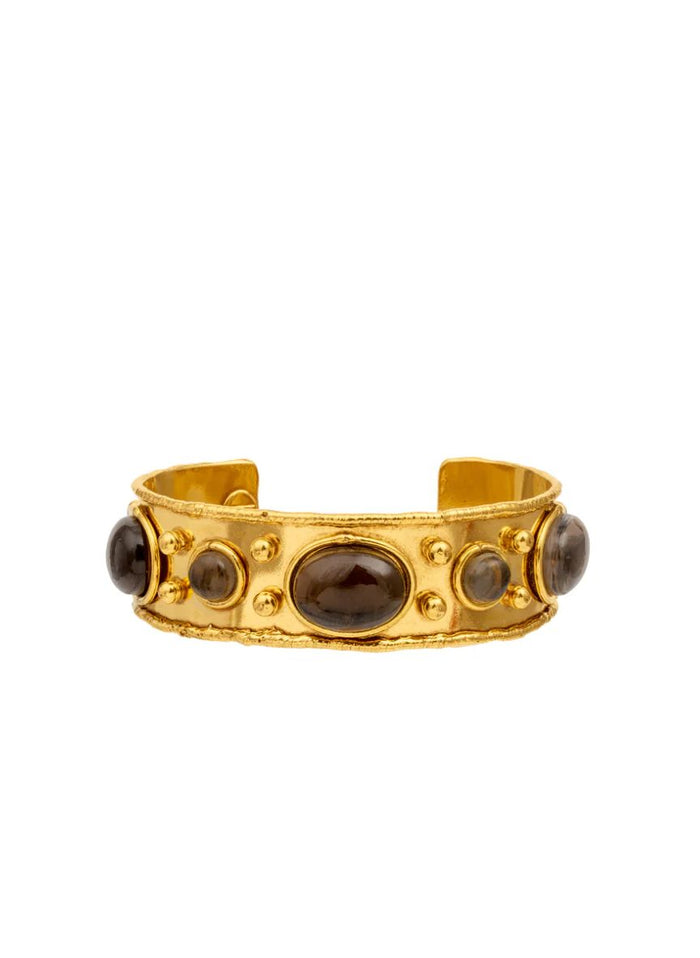 Bracelets Sylvia Toledano Byzantine Thin Cuff With Stones Bracelet Gold/Quartz Fume O/S Apoella