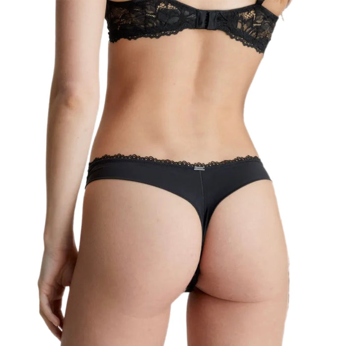 Calvin Klein Seductive Comfort Lotus Floral Thong Black
