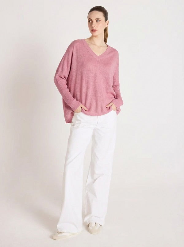Sweater Absolut Cashmere Camille V Neck Sweater Dragon Fruit Apoella