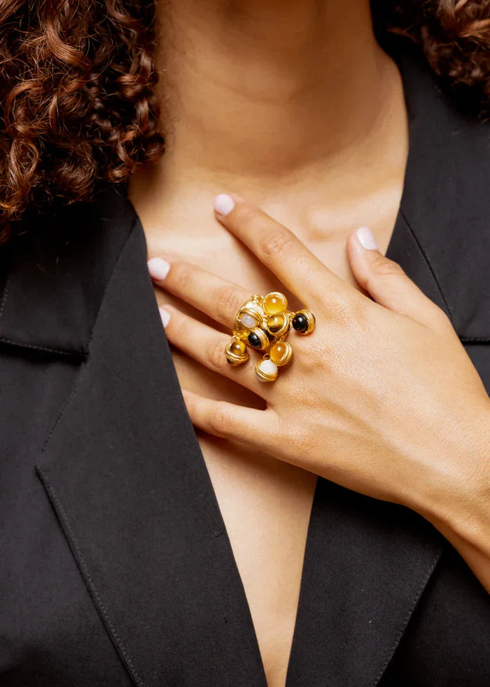 Rings Sylvia Toledano Candies Hanging Stones Ring Gold/Felix Mix O/S Apoella