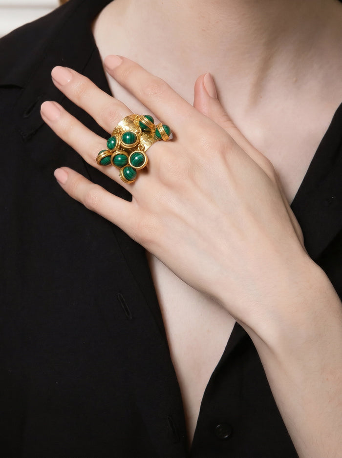 Rings Sylvia Toledano Candies Hanging Stones Ring Gold/Malachite O/S Apoella